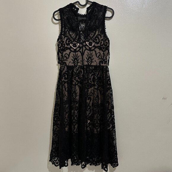 Women's Black Midi Lace Dress, Sleeveless, Small size - Picture 1 of 14